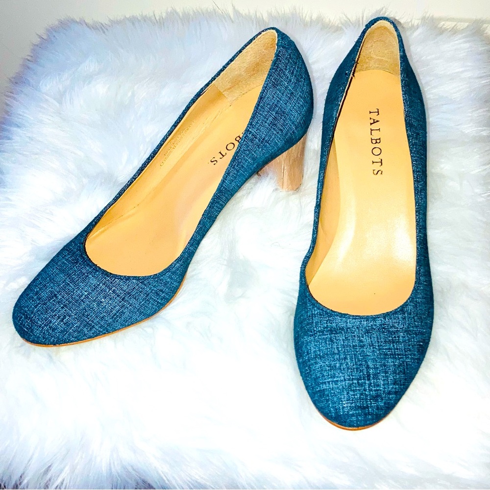 Blue Tan Leather TALBOTS Heels Size 7 GREAT CONDITION